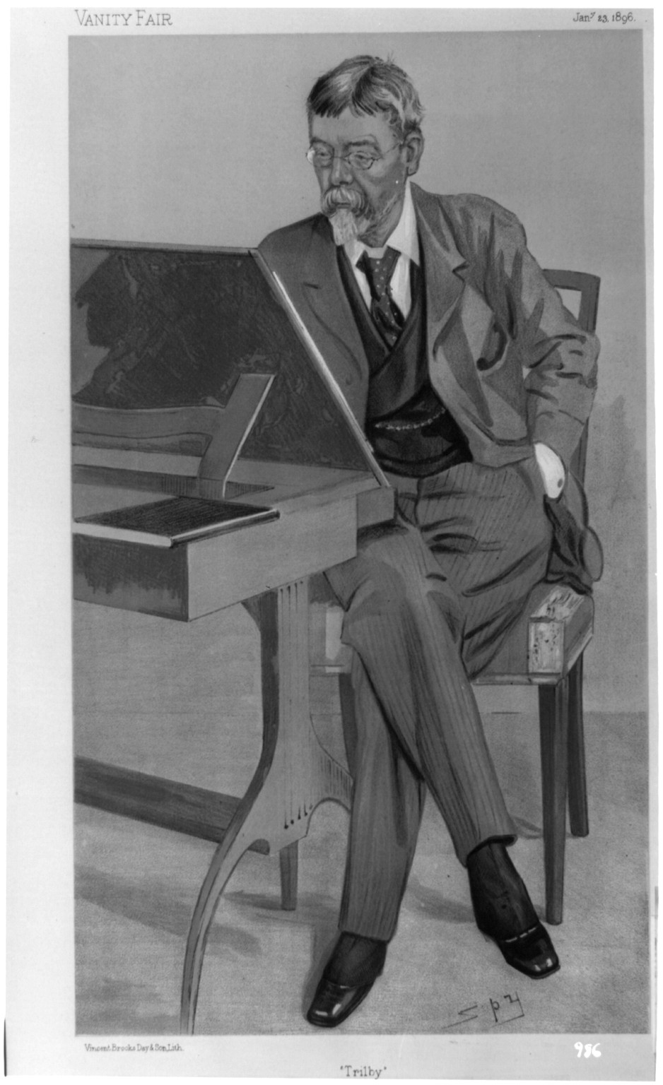 George Louis Palmella Busson du Baurier, 1896 — antique lithograph