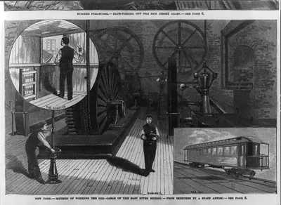 New York - method of working the car-cable of the East River Bridge