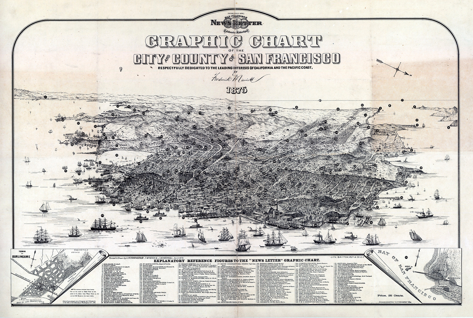 Graphic Chart of the City & County of San Francisco, 1875, 1875 — antique map