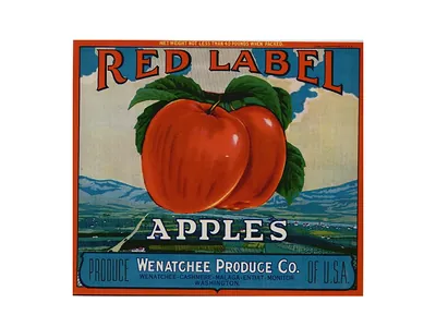 Red Label Apples crate label, Wenatchee Produce Co.