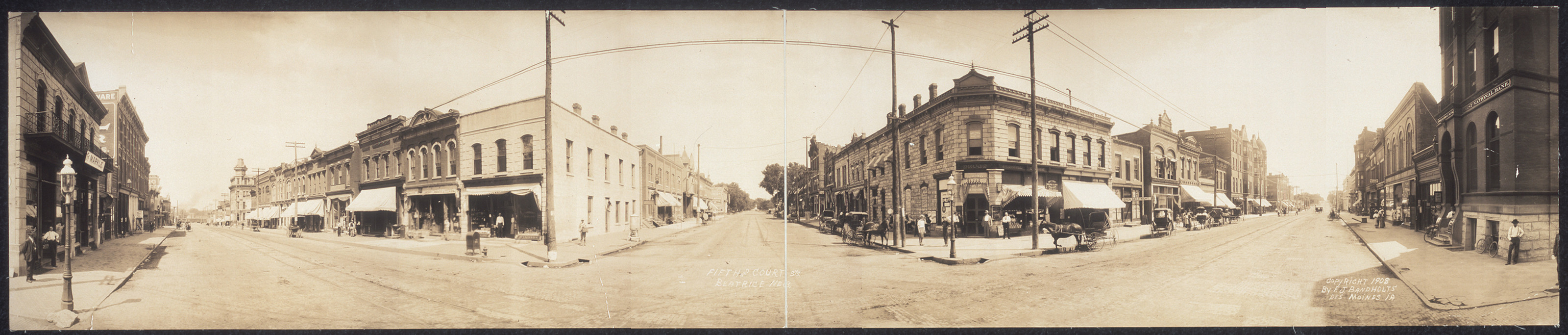 Fifth and Court Sts., Beatrice, Nebraska, 1908, 1908 — historic image