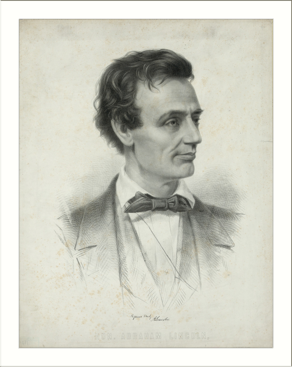 Hon. Abraham Lincoln, portrait lithograph — antique lithograph
