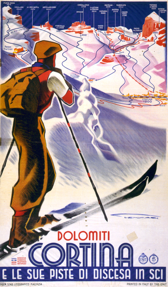 Dolomiti, Cortina / Lenhart., ENIT, [194-] — vintage poster