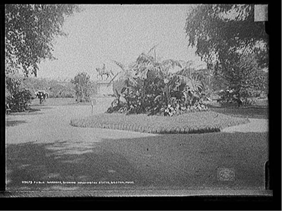 Public Gardens [i.e. Garden], showing Washington statue, Boston, Mass., c1906. — historic photograph