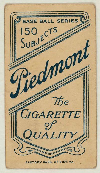 Piedmont Cigarette Baseball Card Back, 150 Subjects