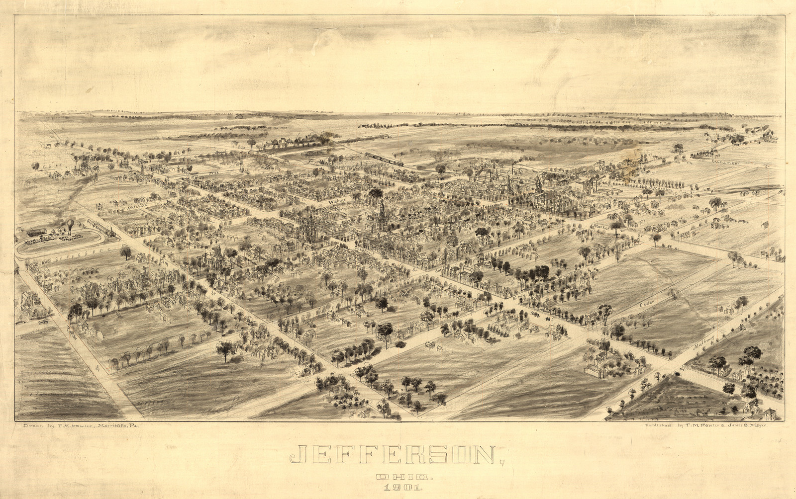 Jefferson, Ohio, c. 1901 — antique map