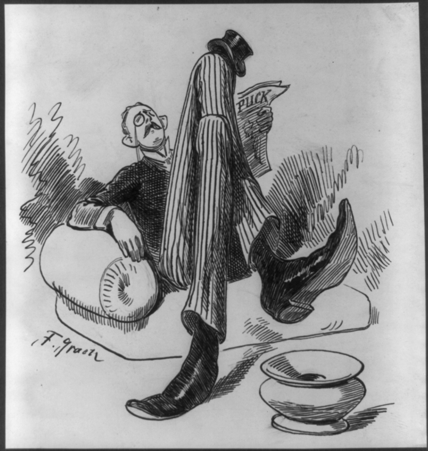 [Gentleman reading], [between ca. 1880 and ca. 1890] — historic drawing