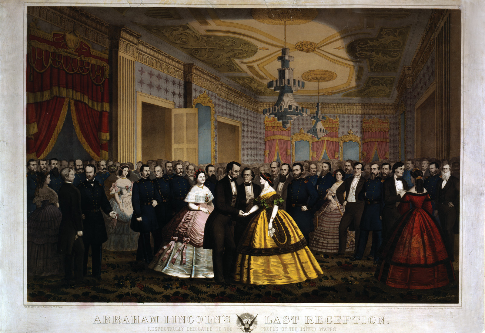 Abraham Lincoln's Last Reception, c. 1865 — antique lithograph