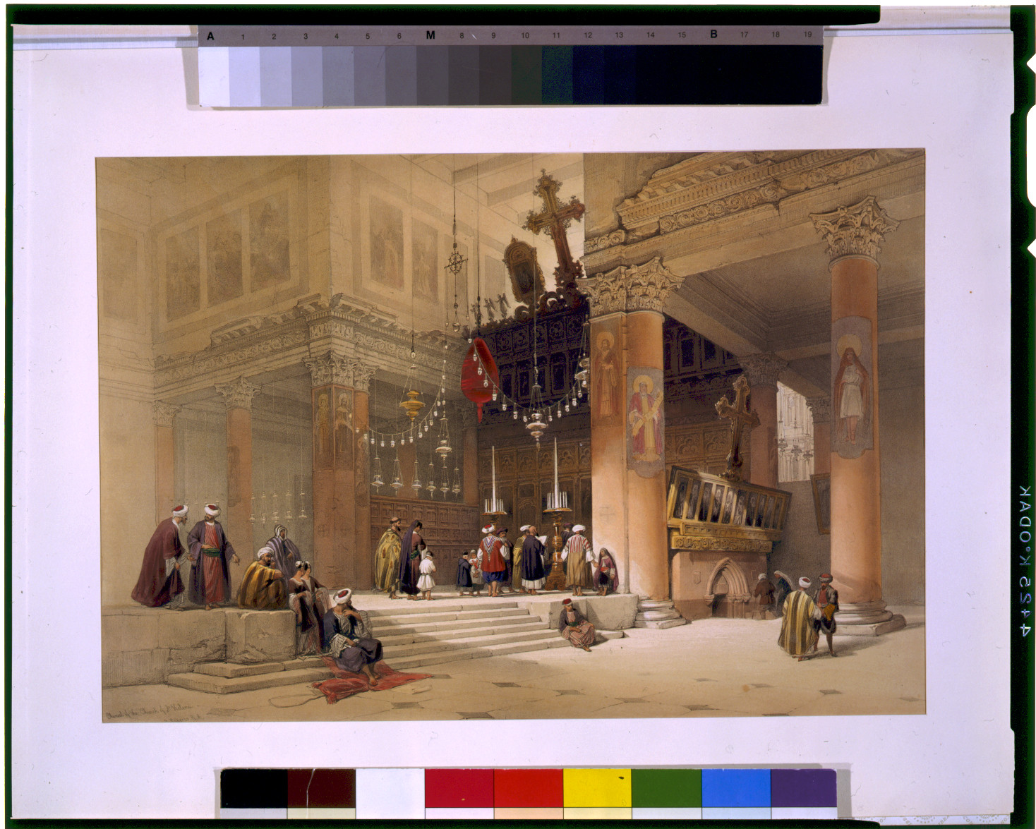 Chancel of the Church of St. Helena / D. Roberts, R.A., [published 1843] — antique lithograph