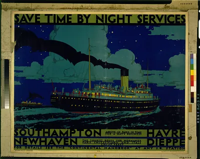 Save time by night services--Southhampton ... Havre--Newhaven ... Dieppe / Kenneth D. Shoesmith.