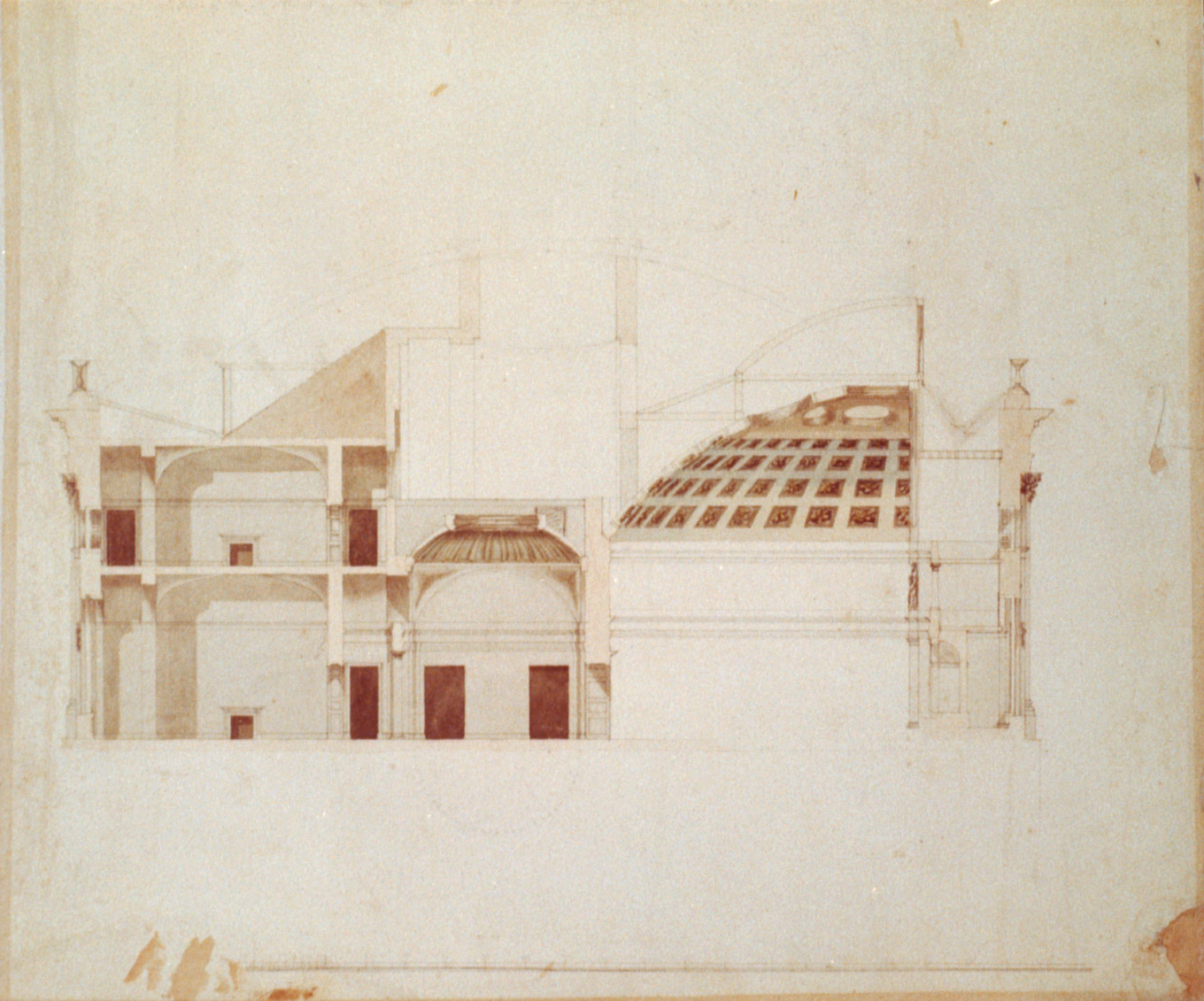 [United States Capitol, Washington, D.C. Section, North Wing looking north], [between 1815 and 1817] — historic drawing