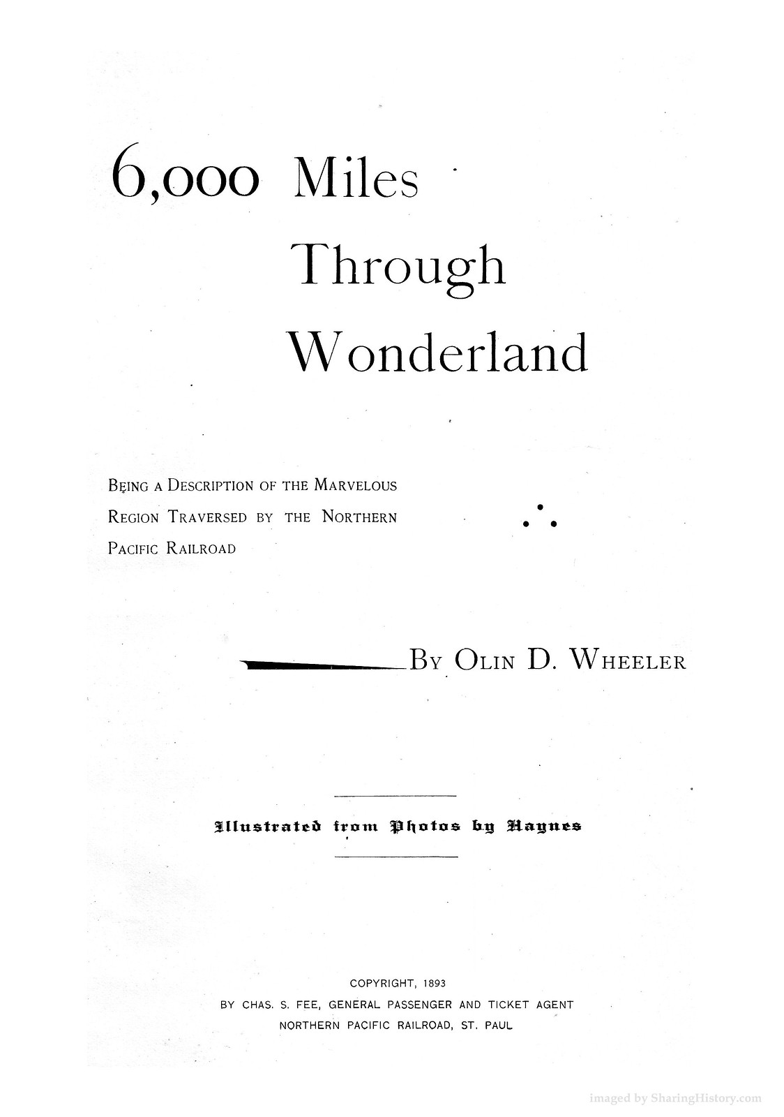 6,000 Miles Through Wonderland, title page by Olin D. Wheeler — historic image