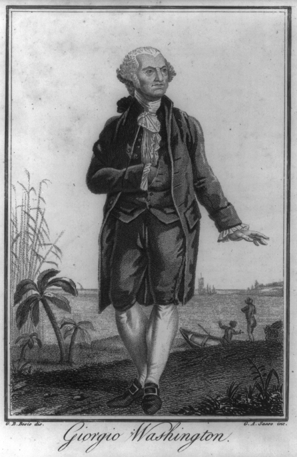 [George Washington, 1732-1799. Foreign portraits. Full, facing right] — antique engraving
