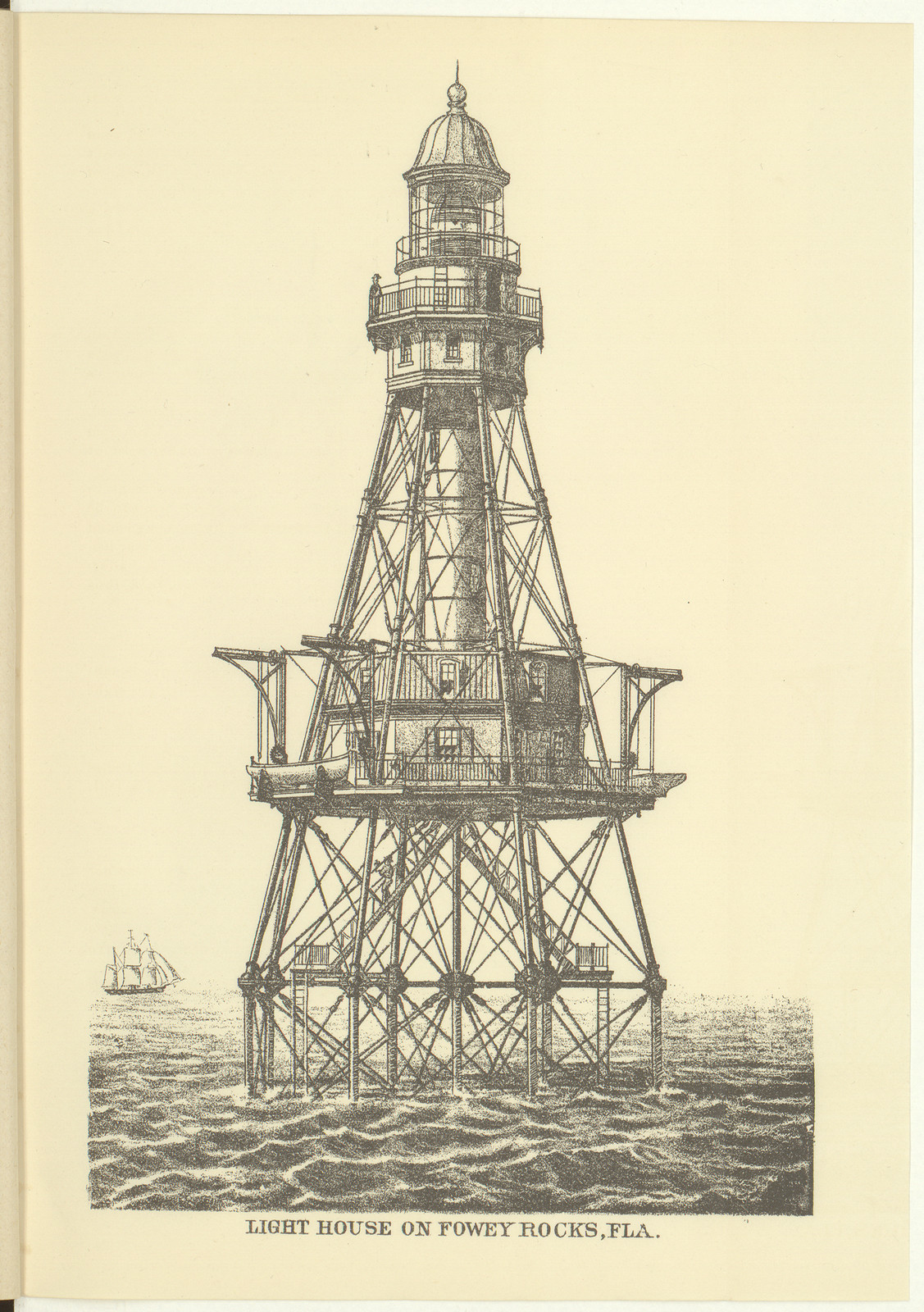 Lighthouseon Fowey Rocks Fla — historic image