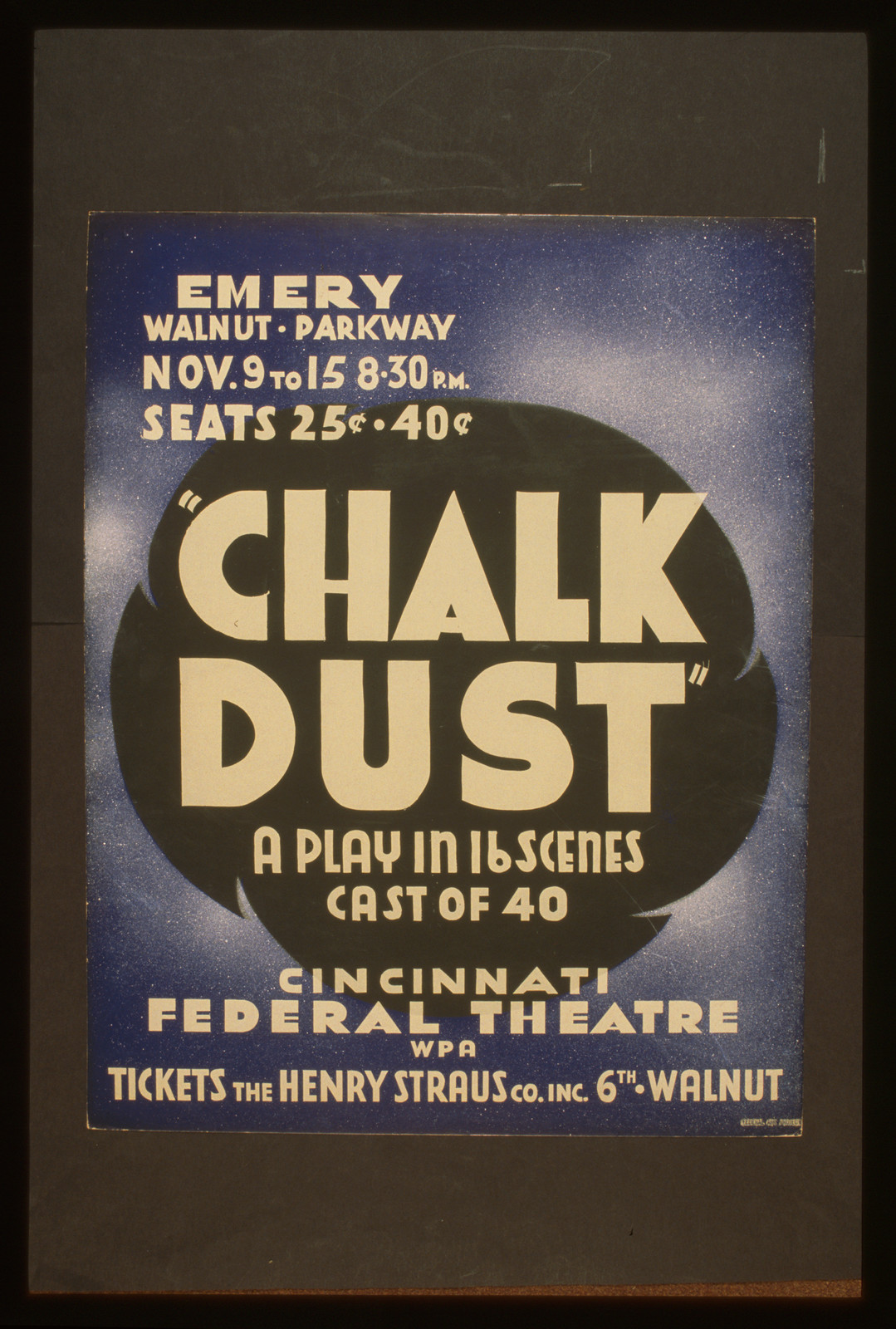 Chalk dust a play in 16 scenes cast of 40, 1936 — vintage poster