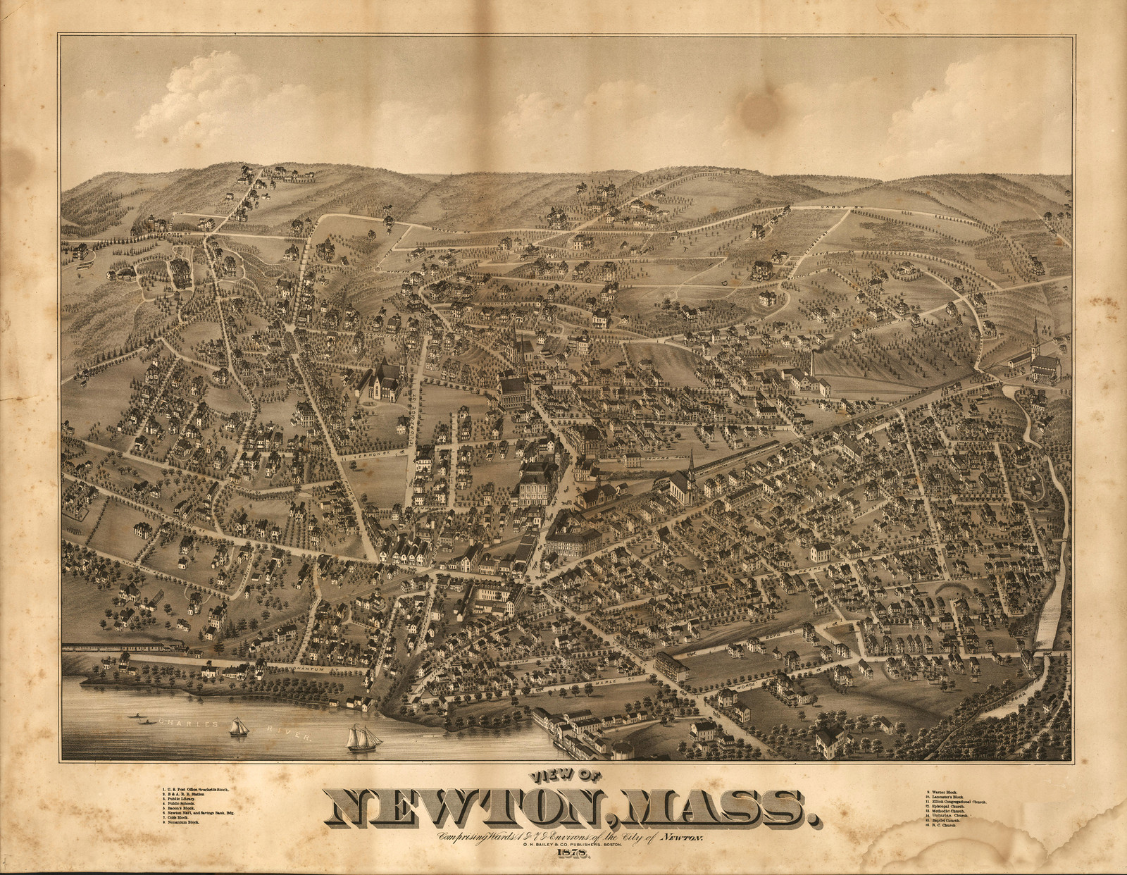 Newton, Massachusetts, 1878, 1878 — antique map