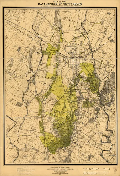Map of the Battlefield of Gettysburg, 1914