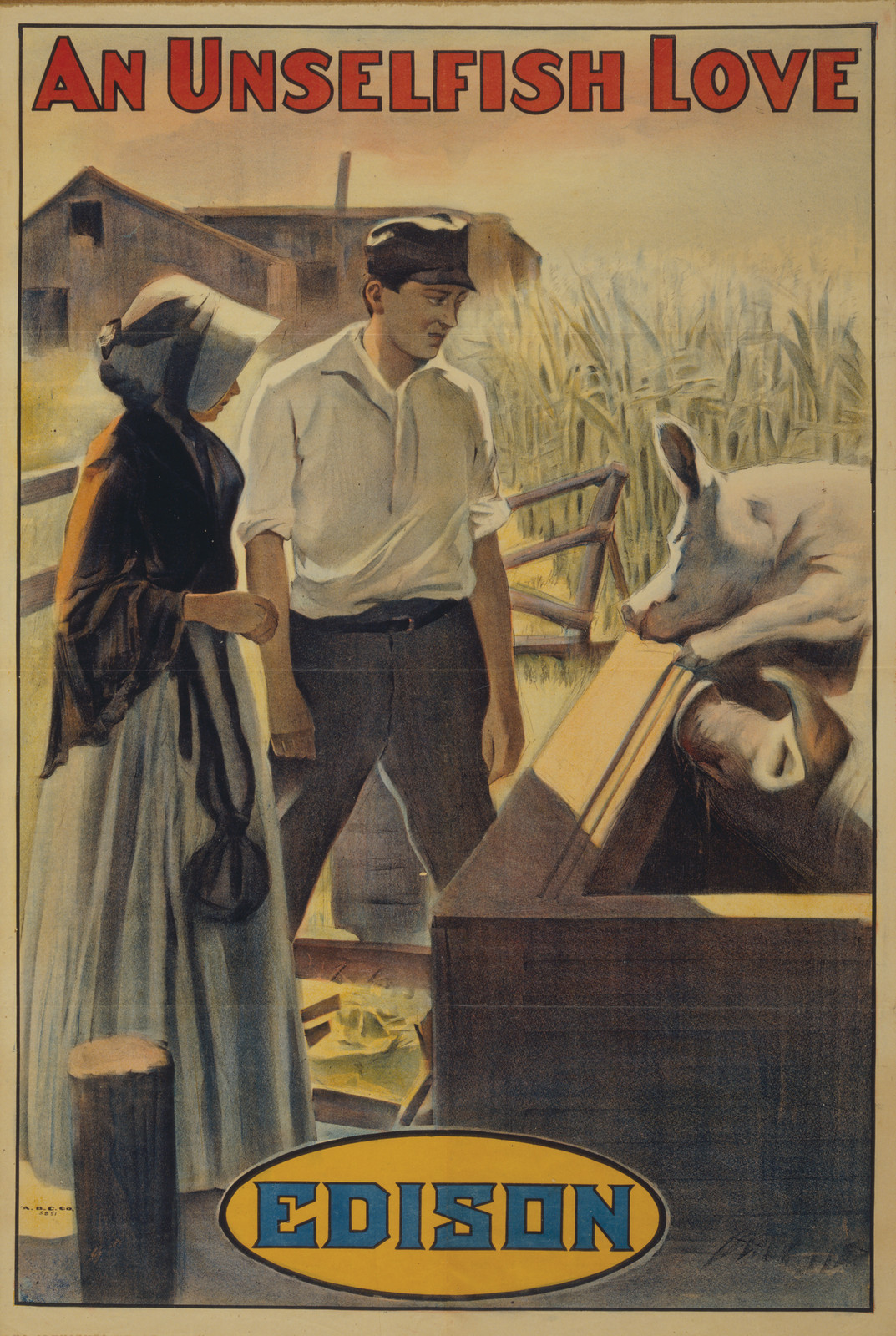 An Unselfish Love, Edison film poster — vintage poster