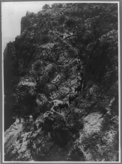 [Grand Canyon, Arizona: Jacob's Ladder, 2255 ft. below the run, with people coming down trail]