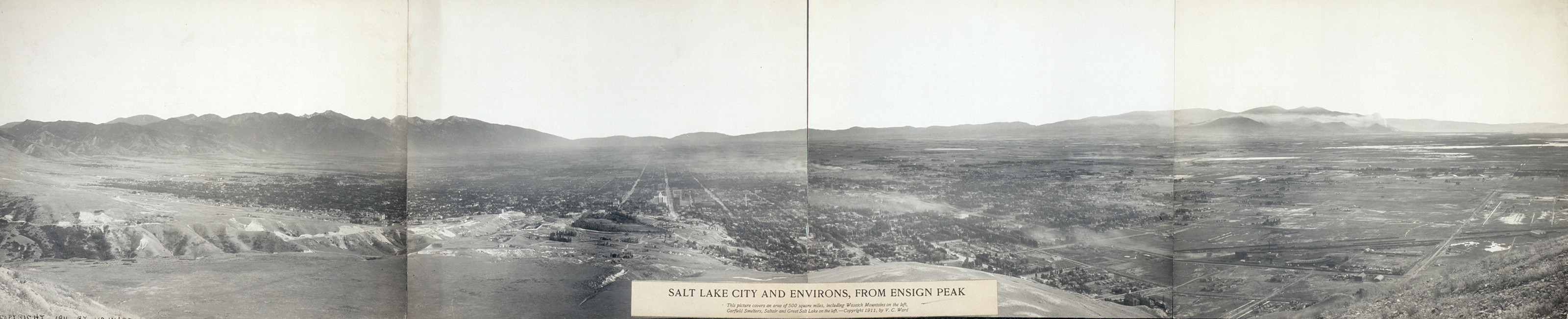 Salt Lake City from Ensign Peak, Utah, 1911, 1911 — historic image