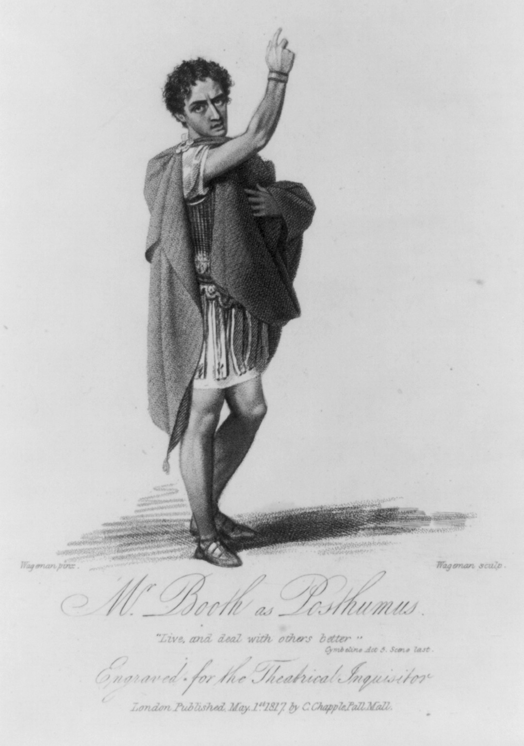 [Junius Brutus Booth, as Polhemus] — historic print