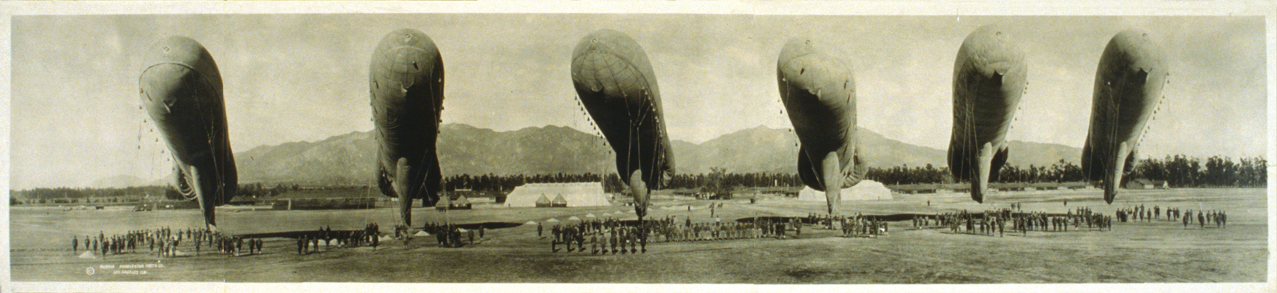 Balloons at rest, Arcadia, Cal., c1919. — historic photograph