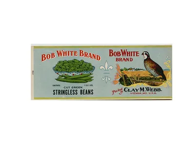 Bob White Brand cut green stringless beans can label