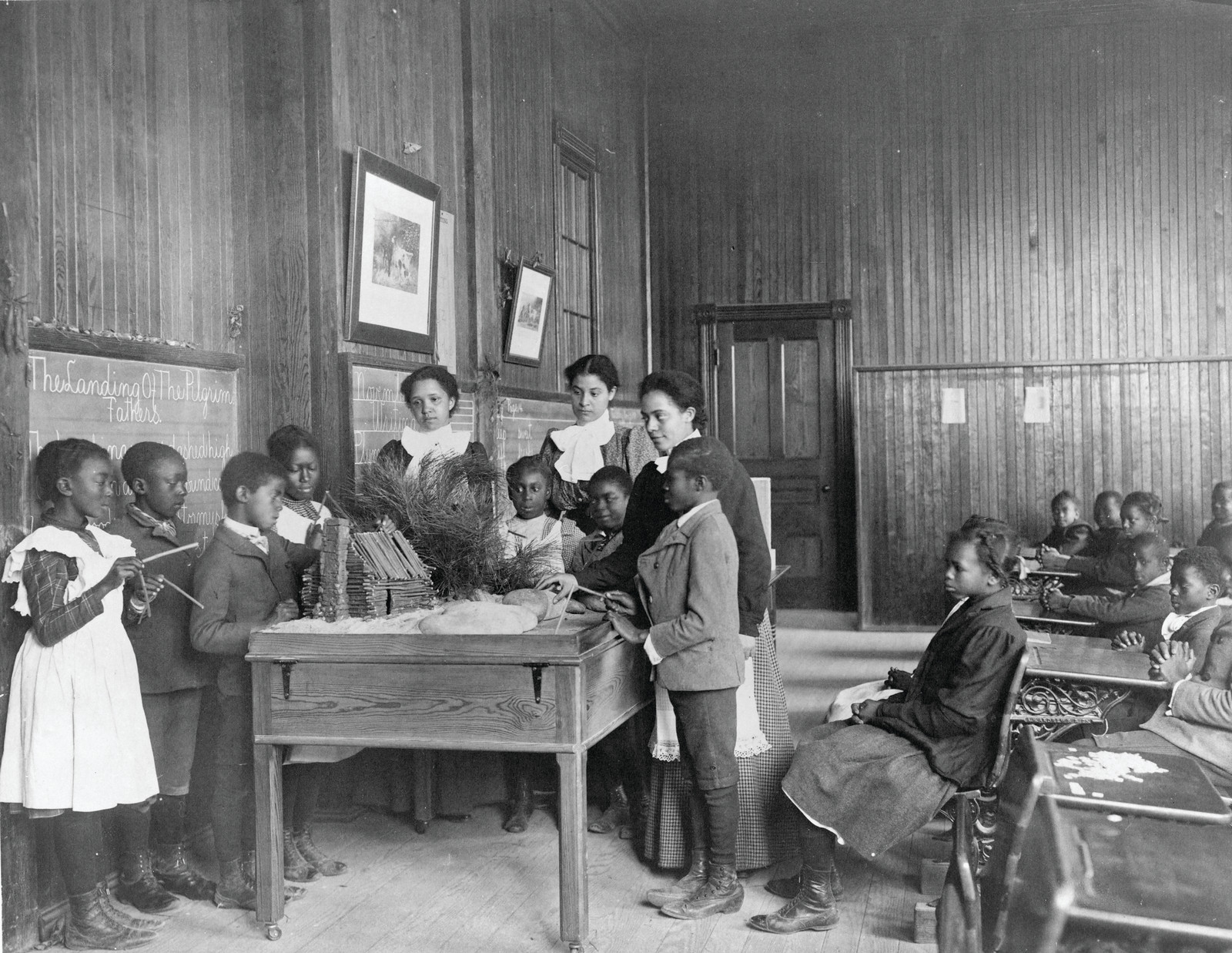 Thanksgiving Day lesson at Whittier, [1899 or 1900] — historic photograph