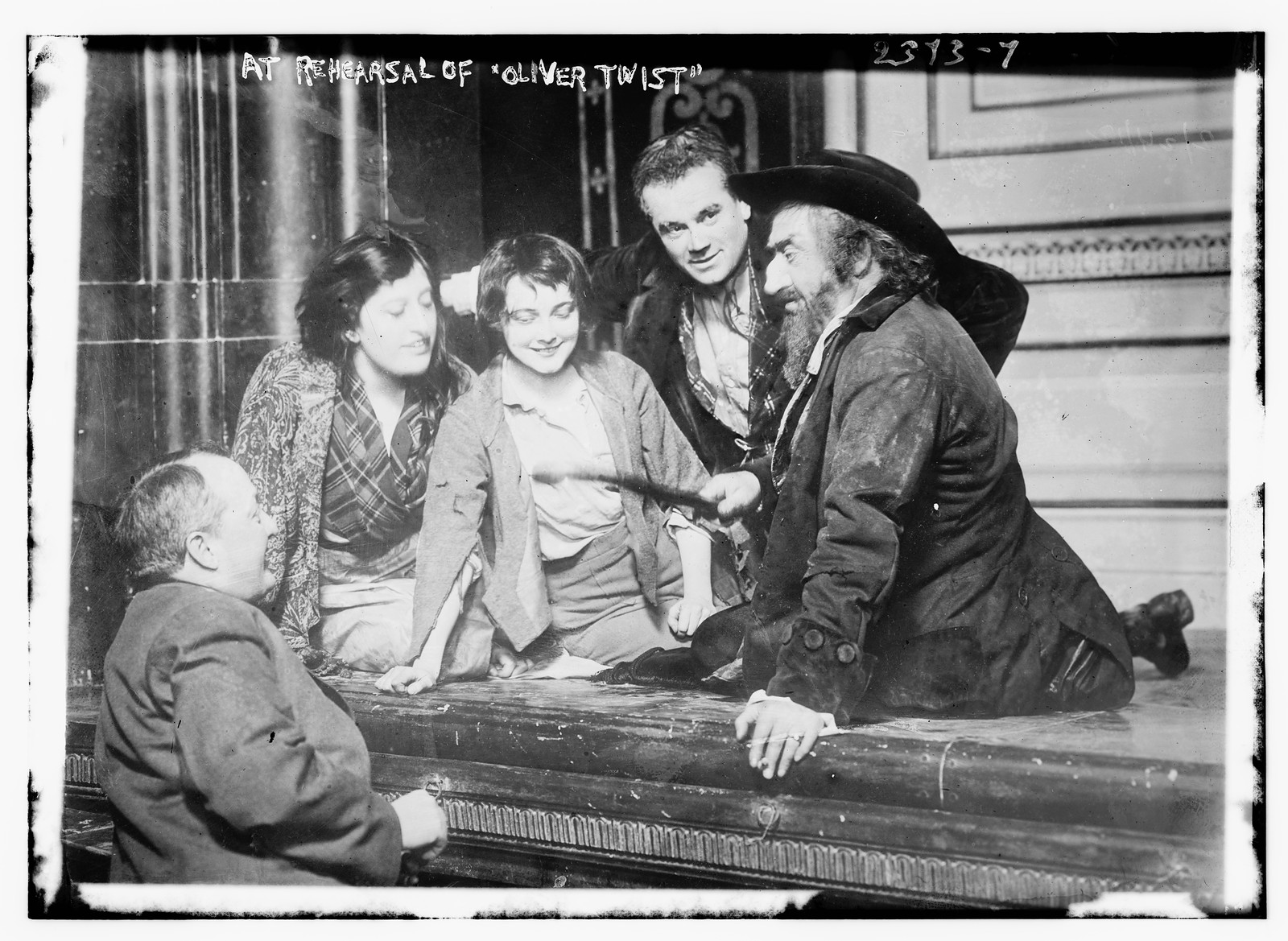 At rehearsal of OLIVER TWIST, n/a — historic photograph