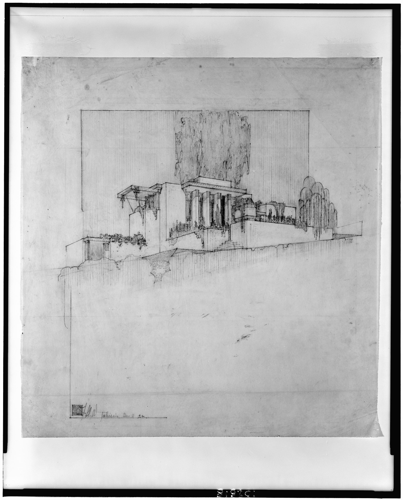 [House for Mrs. Charles P. Lowes, Eagle Rock, Los Angeles, California. Exterior, worm's-eye view], [1922] — historic drawing