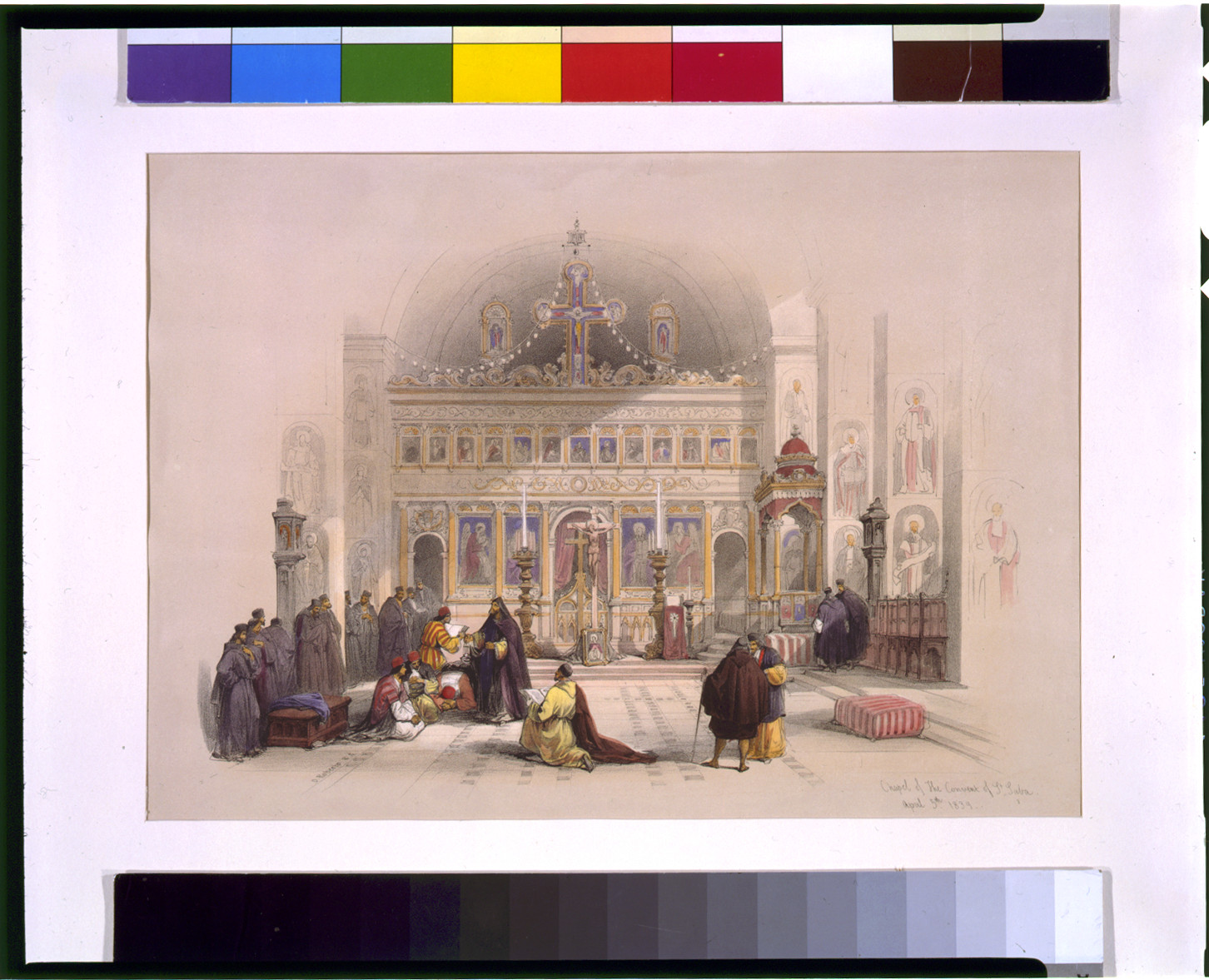 Chapel of the Convent of St. Saba April 5th 1839 / D Roberts, R.A., [published 1843] — antique lithograph