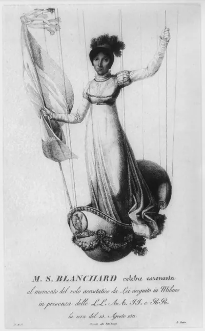 M.S. Blanchard, celebre aeronauta, al momento del volo aerostatico da Lei eseguito in Milano in presenza delle LL. AA. II. e RR. la sera del 15 agosto 1811 / N.H.J. ; L. Rados.