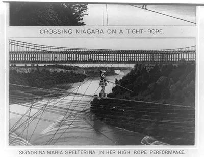 Signorina Maria Spelterina in her high rope performance [over Niagara Falls]