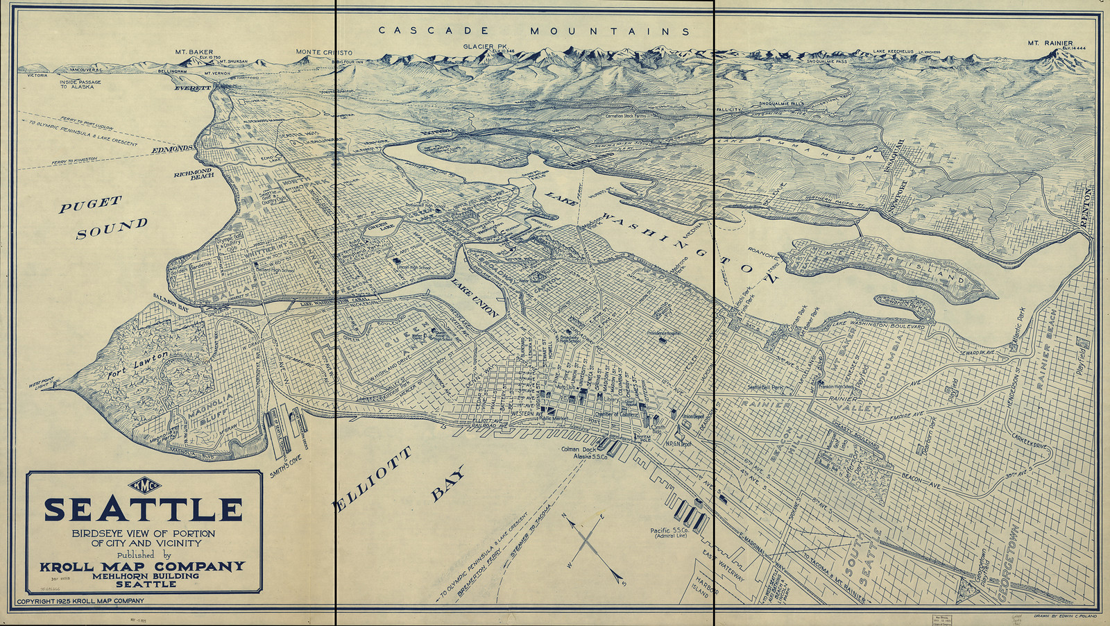 Seattle, Washington, 1925, 1925 — antique map