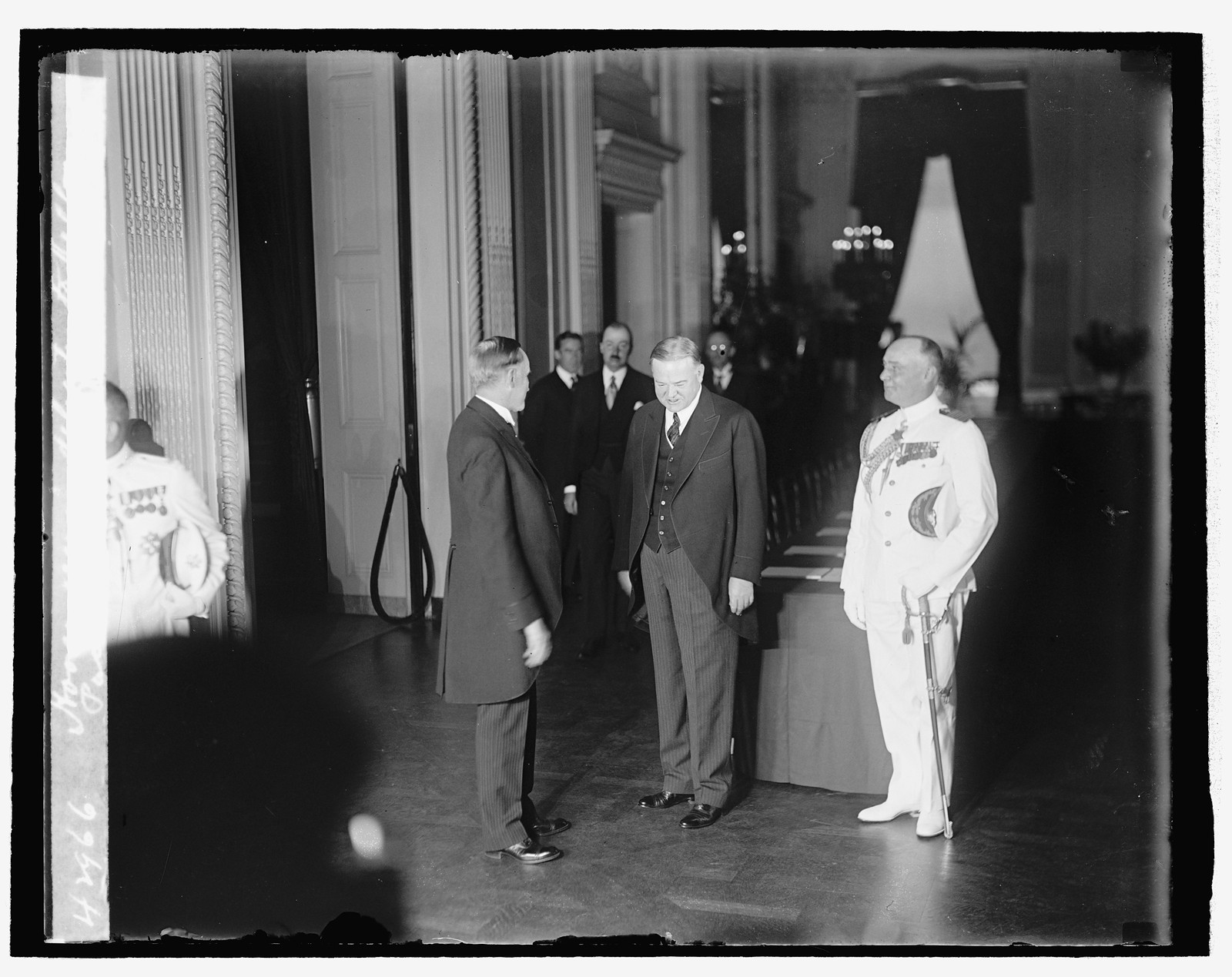Hoover receiving delegates to Kellogg Pact ratification (Coolidge), 7/24/29, [19]29 July 24. — historic photograph