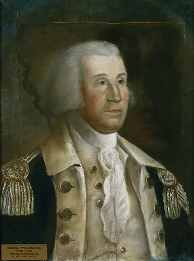 Pastel portrait of George Washington in military uniform