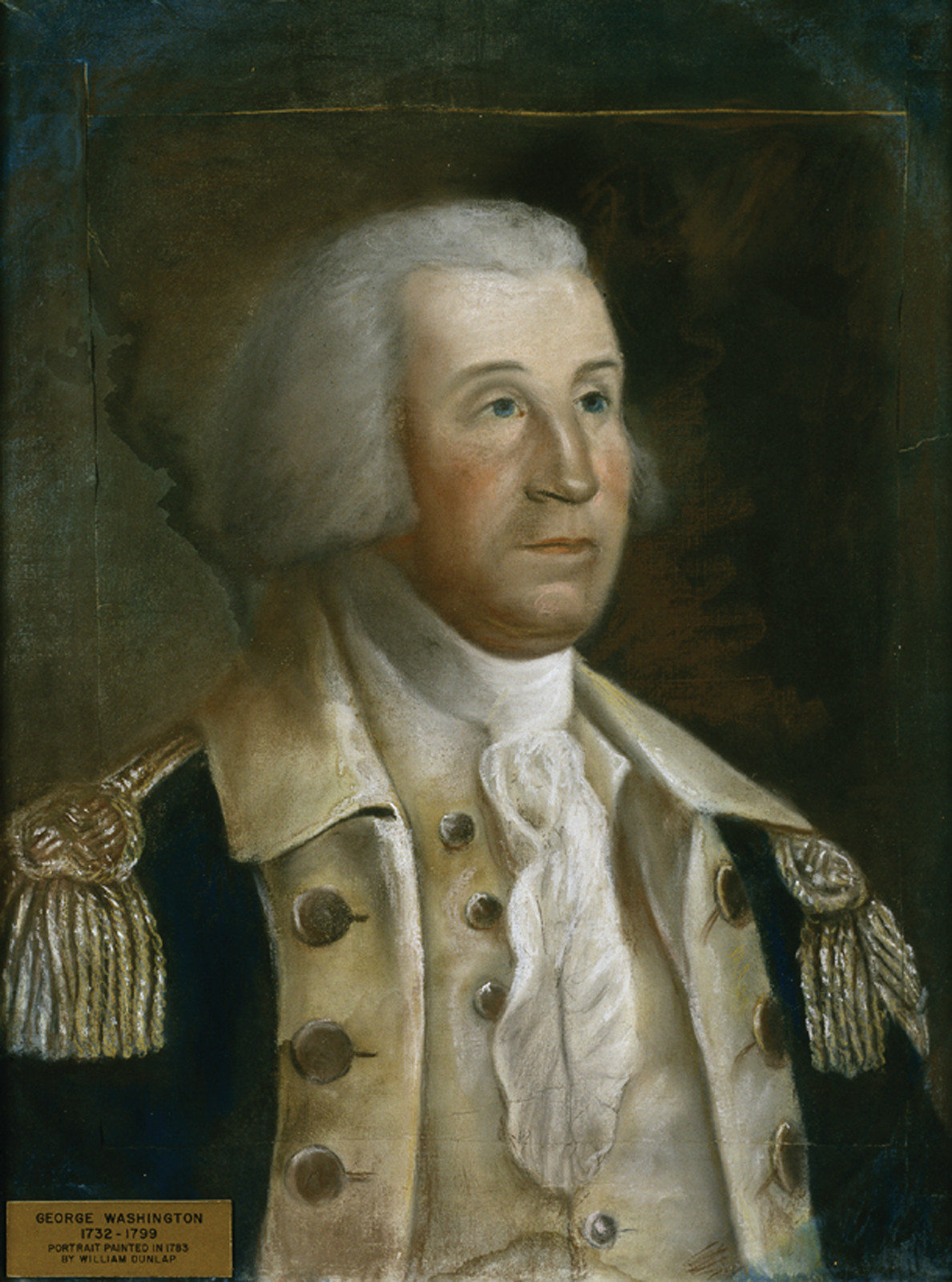 Pastel portrait of George Washington in military uniform — historic image