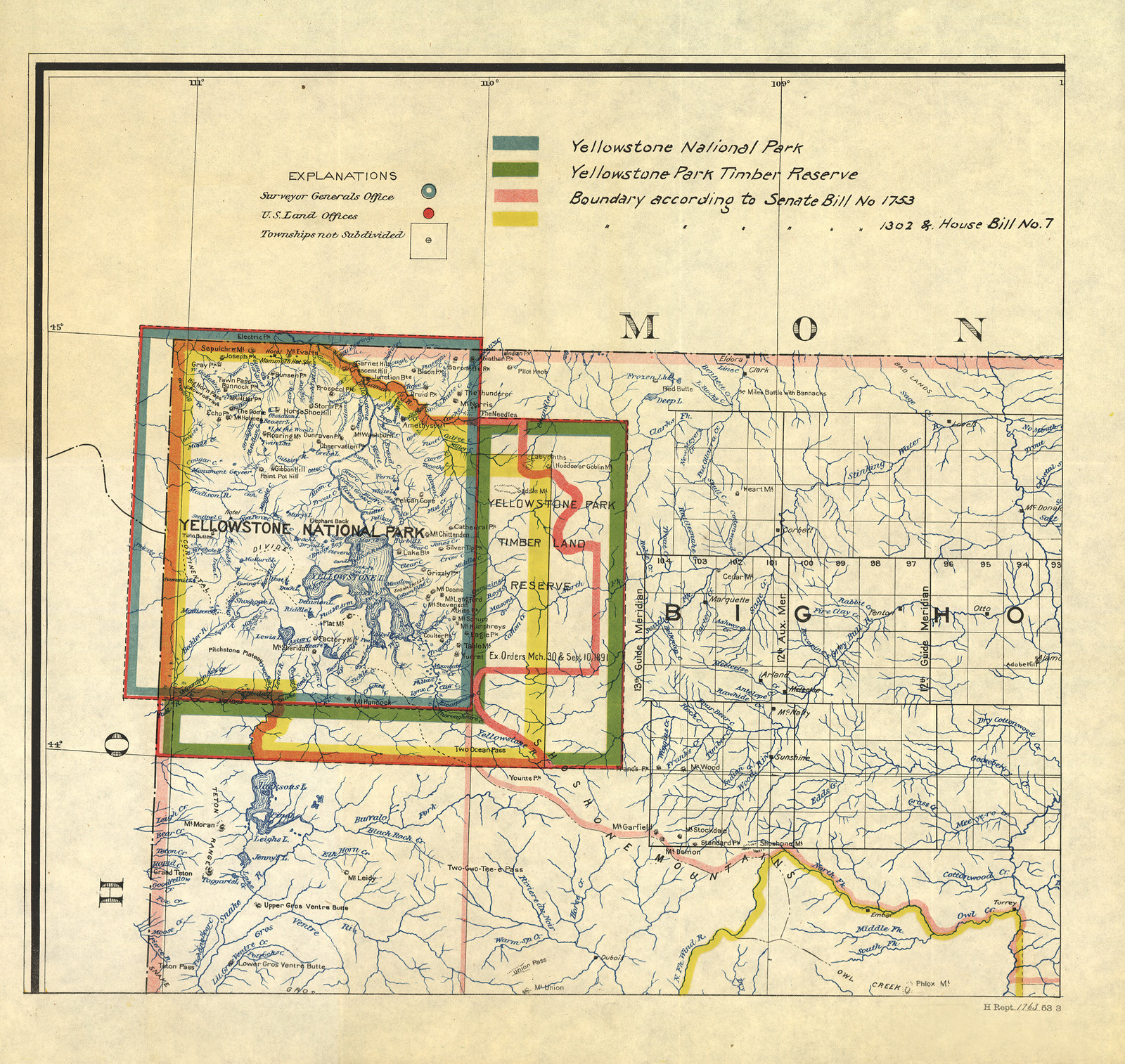 [Yellowstone National Park boundaries].1895 — historic image