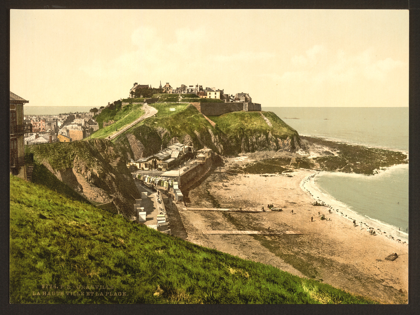 Upper town and beach Granville France, [between ca. 1890 and ca. 1900]. — historic print