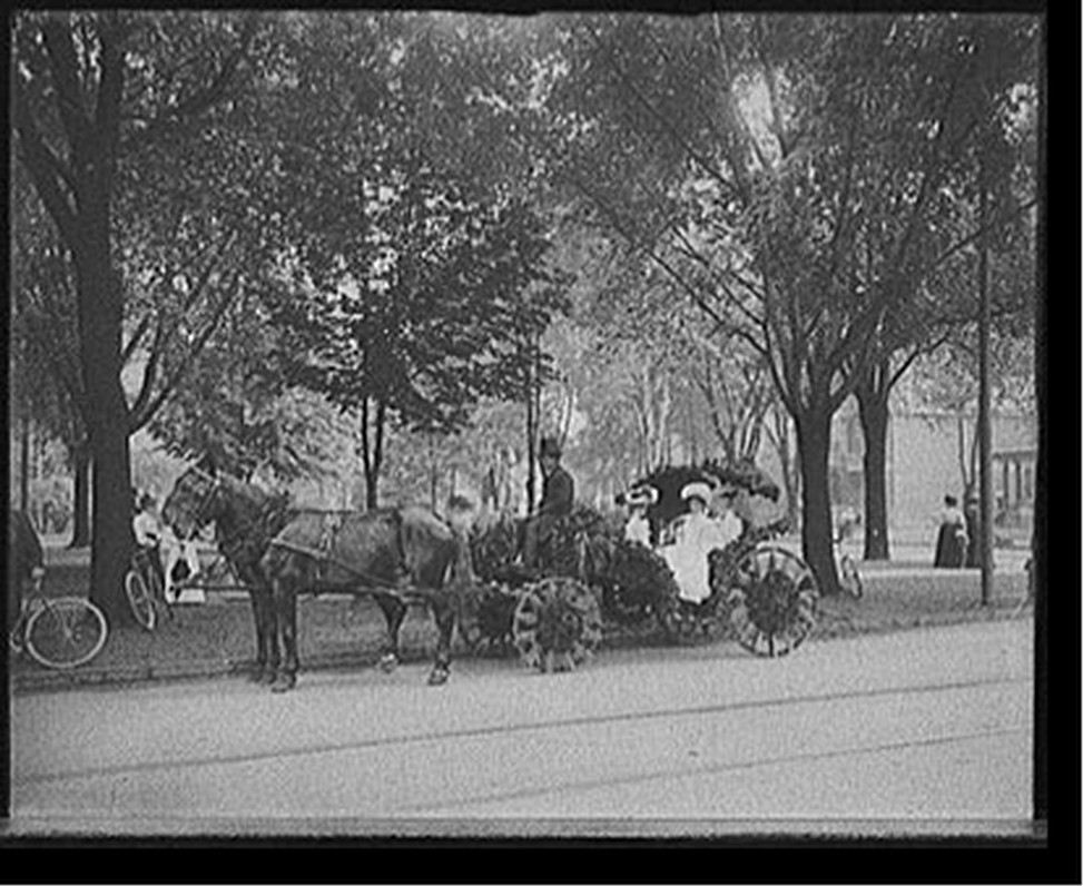 [Bi-centenary celebration, floral parade, carriage of Mrs. D.G. Swift, Detroit, Mich.], [1901] — historic photograph