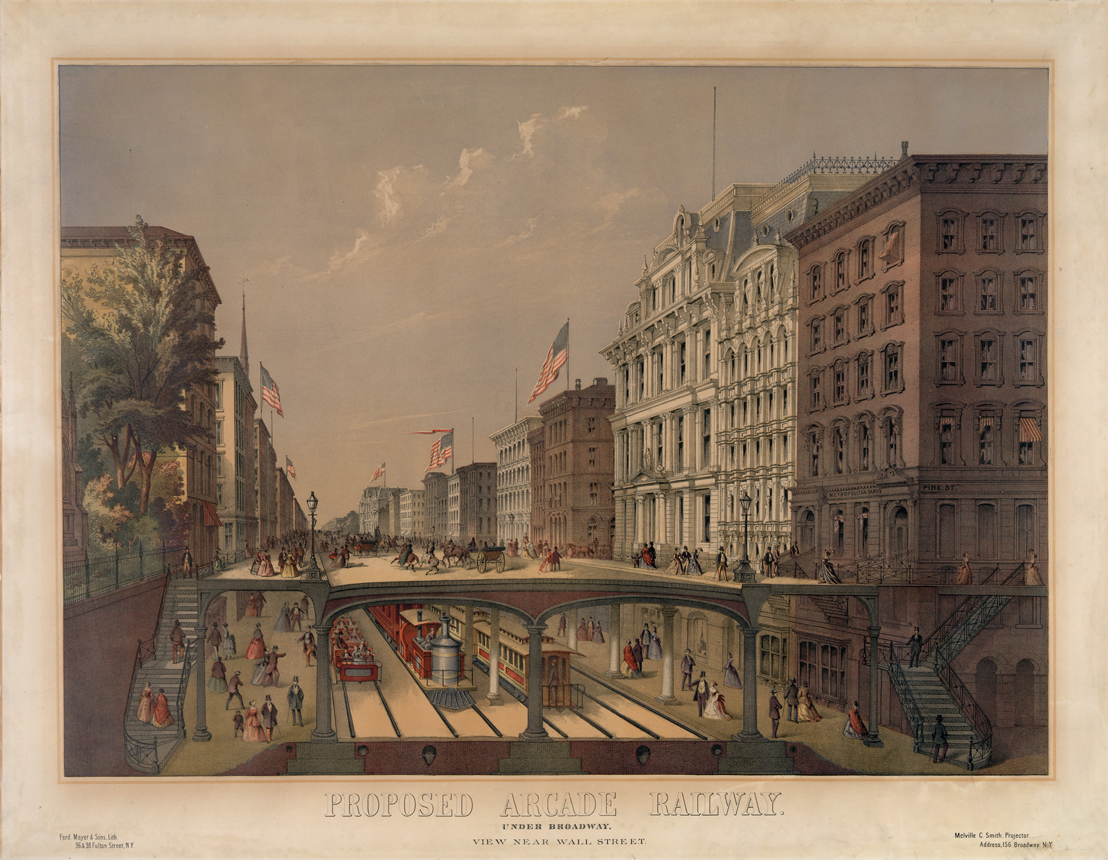 Proposed Arcade Railway, Under Broadway, View Near Wall Street — historic image