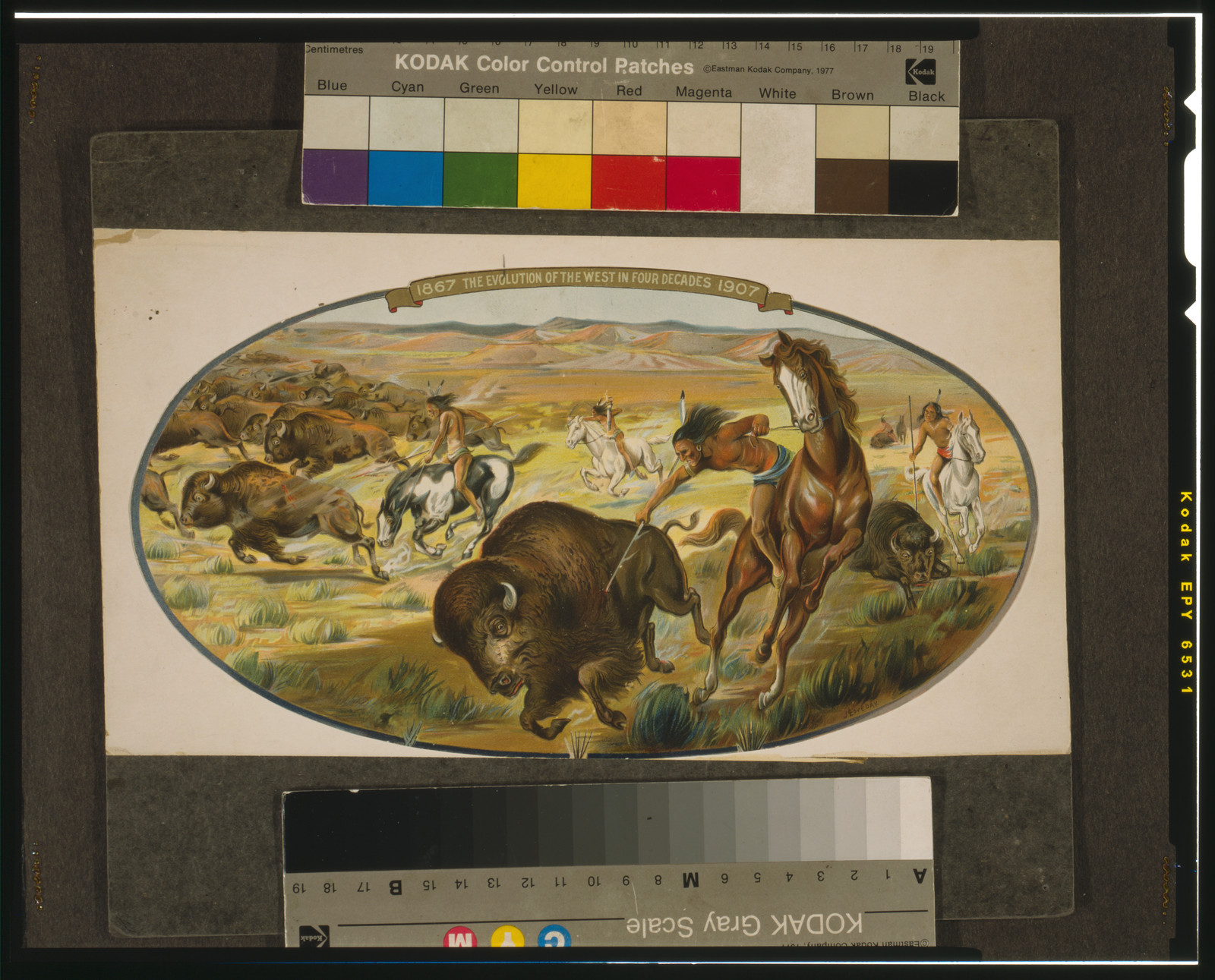 1867--The evolution of the West in four decades--1907 / J.L. Loveday., c1906. — antique lithograph
