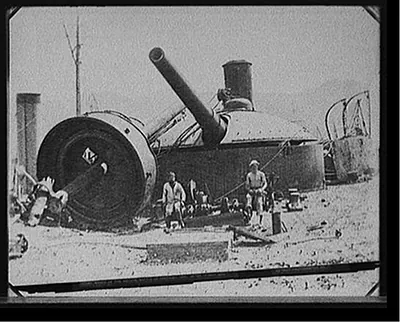 Wreck of the Vizcaya, Battle of Santiago, after 11-inch gun, 1898
