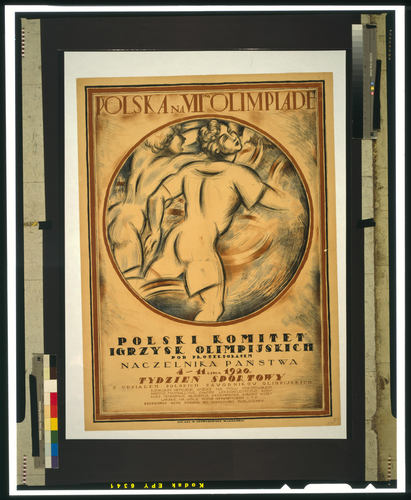 Polska na VII olimpiade / T.G. 1920., Warszawa : Lit. Art. W. Glówczewski, 1920. — vintage poster