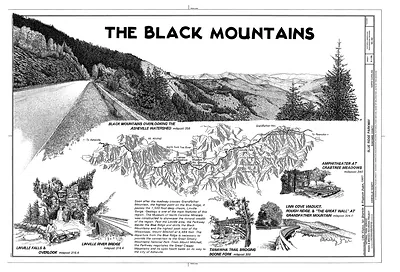 The Black Mountains: Blue Ridge Parkway drawing with map and vignettes