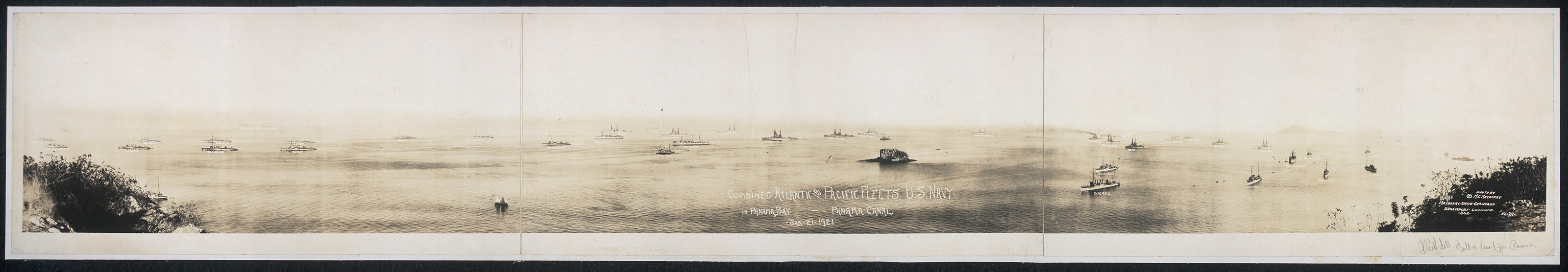 PANAMA 1923 Combined Atlantic and Pacific fleets — historic image