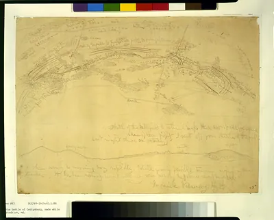 Sketch map of the battle of Gettysburg, made while on the march toward Frederick, Md. / E. Forbes.
