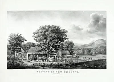 Autumn in New England: Cider Making lithograph
