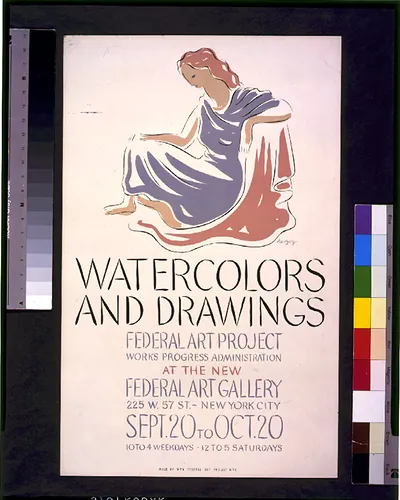 Watercolors and drawings, Federal Art Project, Works Progress Administration, at the new Federal Art Gallery / herzog.