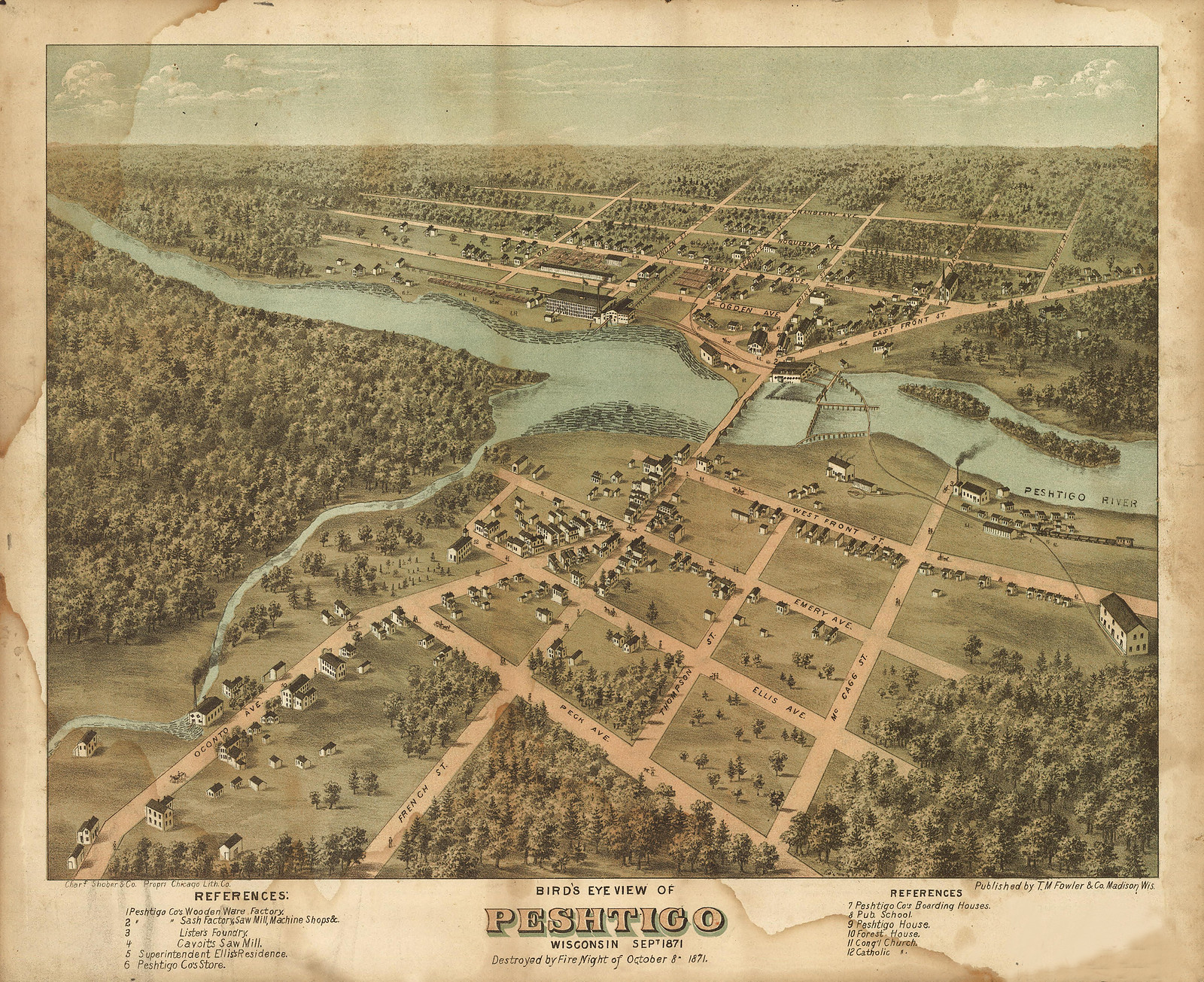Peshtigo, Wisconsin, 1871, 1871 — antique map